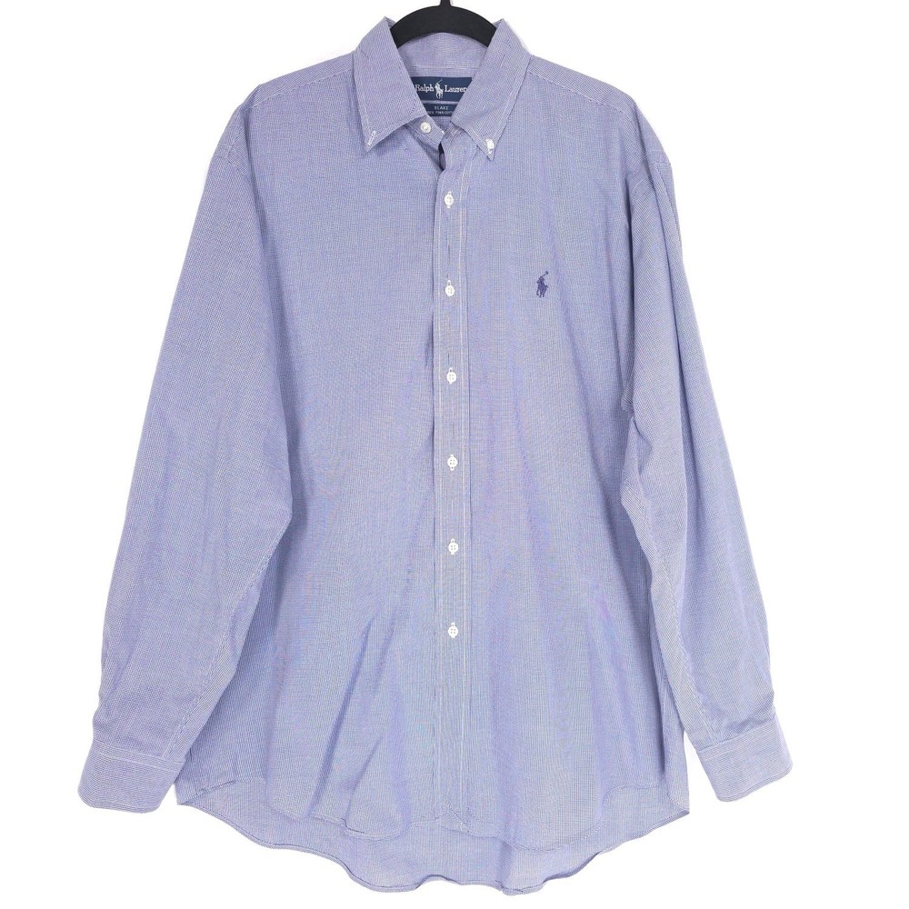 RALPH LAUREN BLAKE Men's Shirt MEDIUM Blue Check PIMA COTTON Vitage HONG KONG - Picture 3 of 11